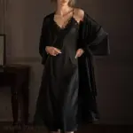 Plus Size Long 2PCS Robe Nightgown Set Pajama Elegant Kimono Bathrobe Gown Sleepwear Summer Sexy Women's Homewear Loungewear - Image 4