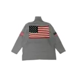 European and American autumn and winter design sense flag print knit sweater casual loose round neck pullover sweater - Image 5