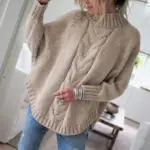 Vintage Inspired Cable Sweater Women's Loose Fit High Neck Pullover Fall Winter Style Casual Everyday Autumn Wint