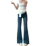 Women's 2025 Fall New Blue High Waist Flared Jeans Showcasing Slim Look for Pear Shaped Body with Elasticity - Image 6